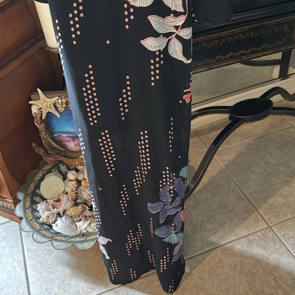 Japana Black wrap/kimona medium blue floral orchids Pink Polka Dots fabulous - Picture 8 of 16